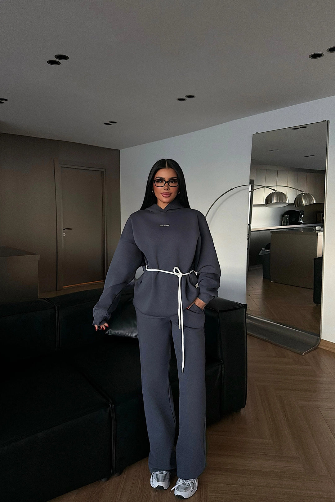 EYY Women Smoke Gray Hooded Tracksuit Set - Montréal