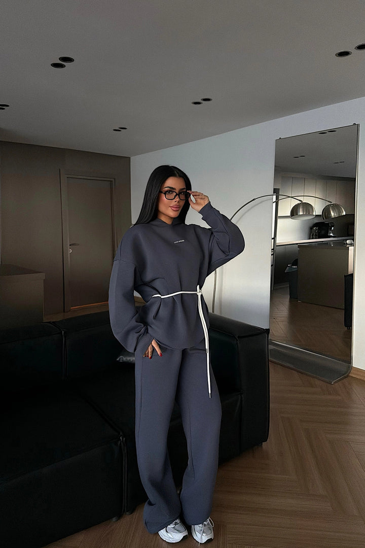 EYY Women Smoke Gray Hooded Tracksuit Set - Montréal