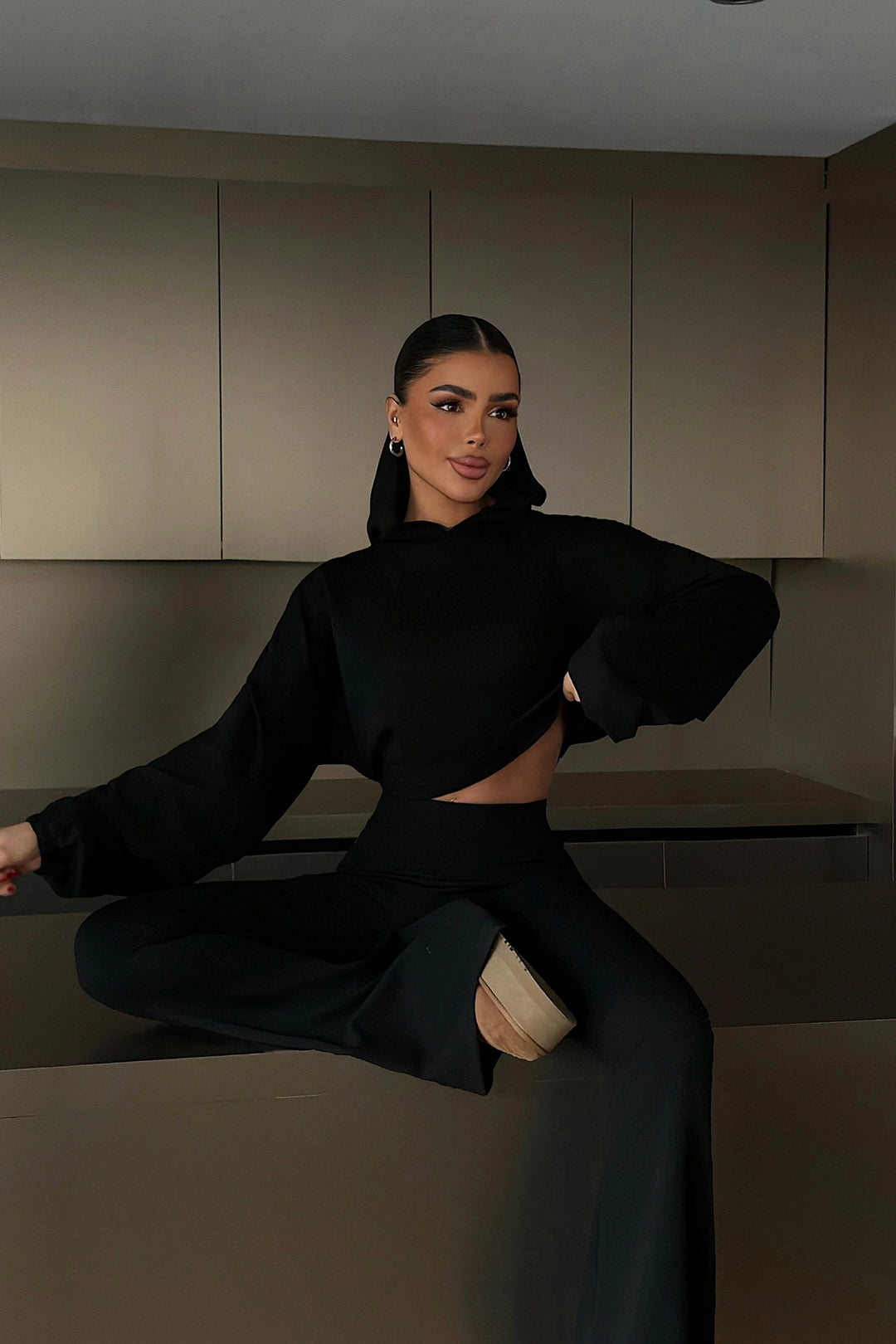 EYY Women Siyah Kapüşonlu Eşofman Takımı - North Miami