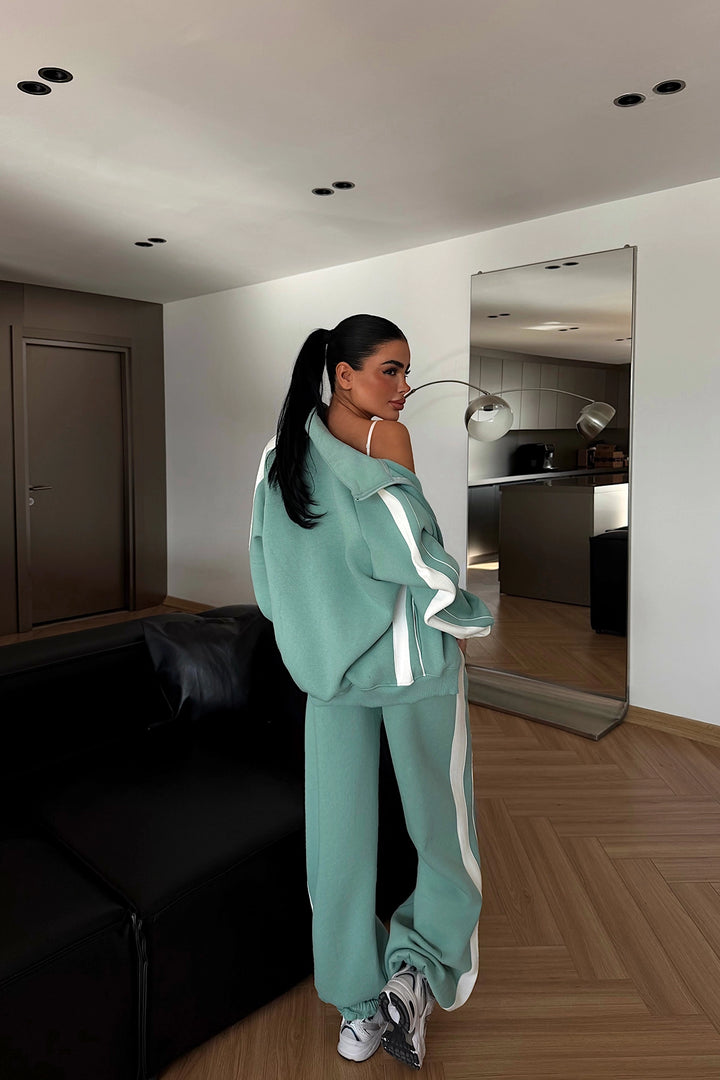 EYY Women Aqua Green Elevated Print Tracksuit Set - Misantla