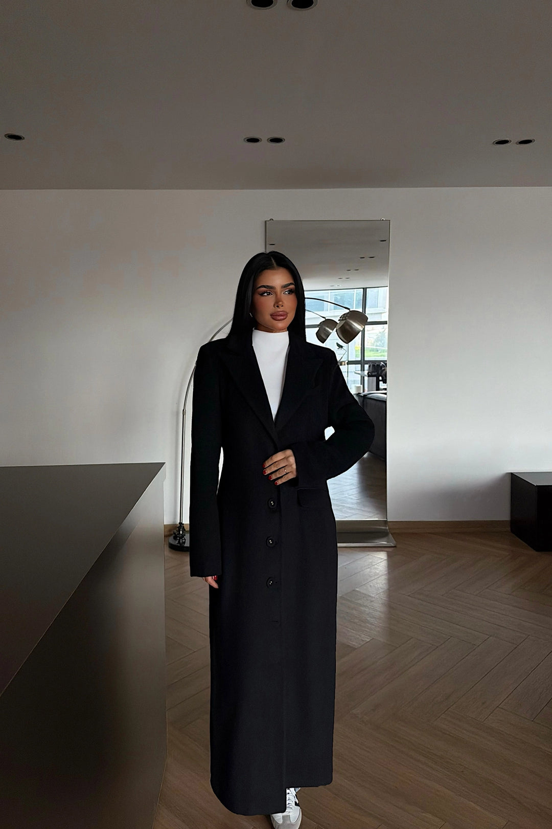 EYY Women Black Coat with Pocket Detail - Lansing