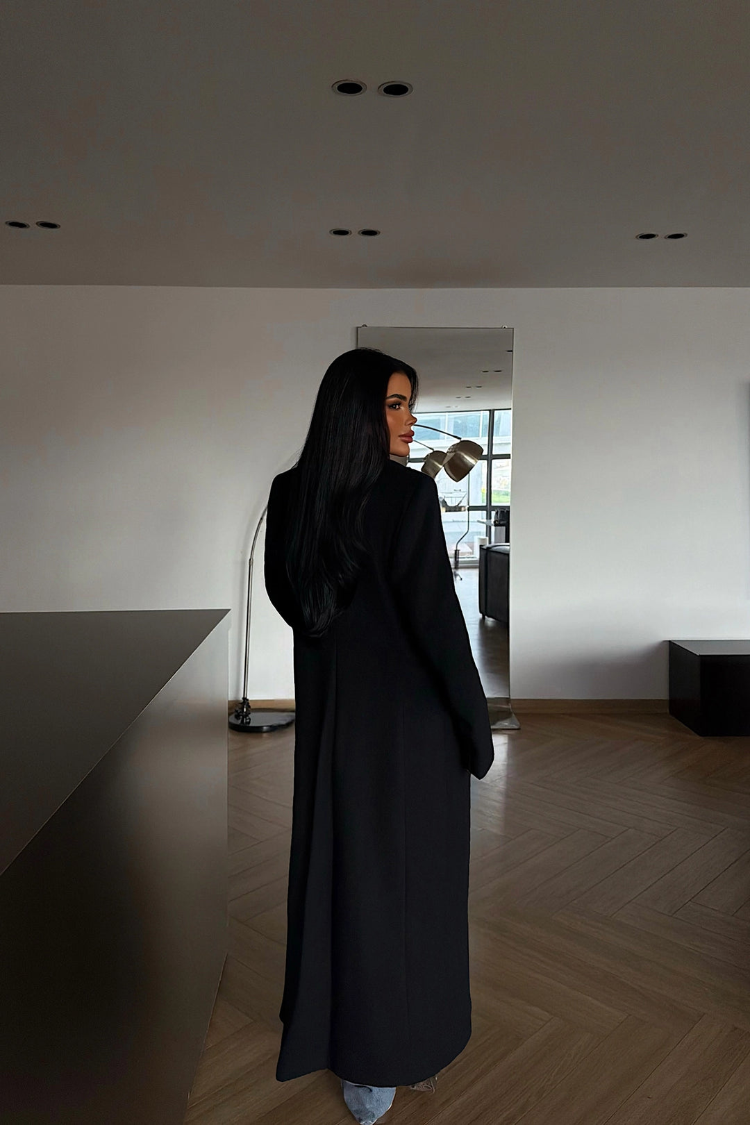 EYY Women Black Coat with Pocket Detail - Lansing