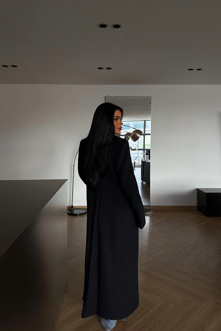 EYY Women Black Coat with Pocket Detail - Lansing