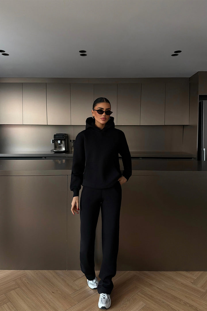 EYY Women Black Hooded Tracksuit Set - Istres