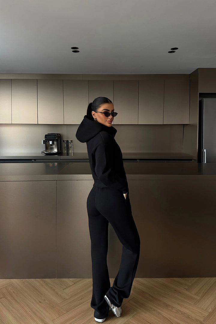 EYY Women Black Hooded Tracksuit Set - Istres