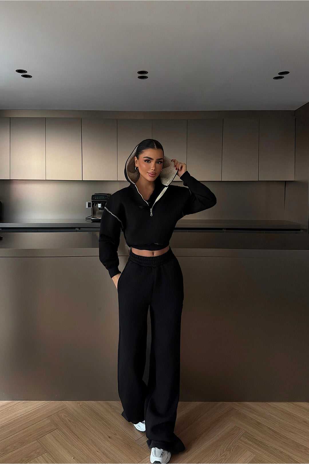 EYY Women Black Half-Zip Tracksuit Set - Las Cruces