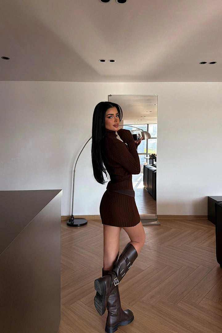 EYY Women Koyu Kahverengi Zurich Örgü Elbise - Middletown