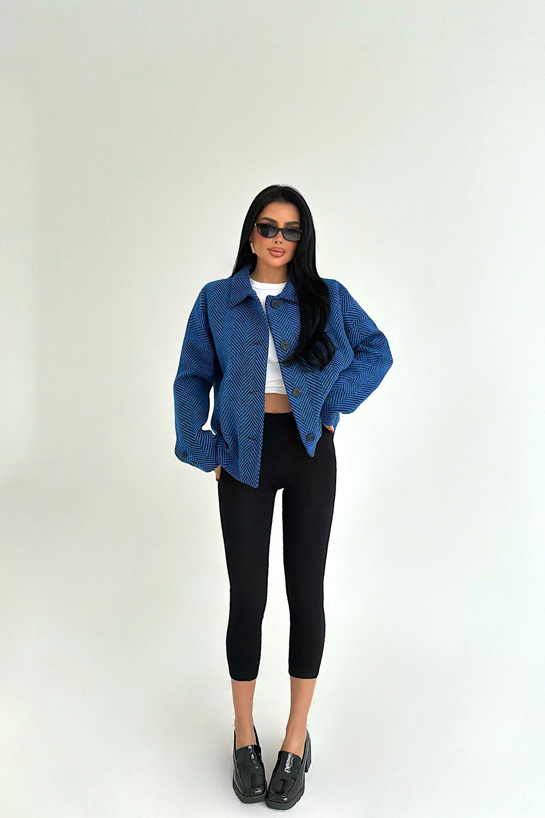 EYY Women Indigo Pocket Detail Double-Breasted Jacket - Bartlett