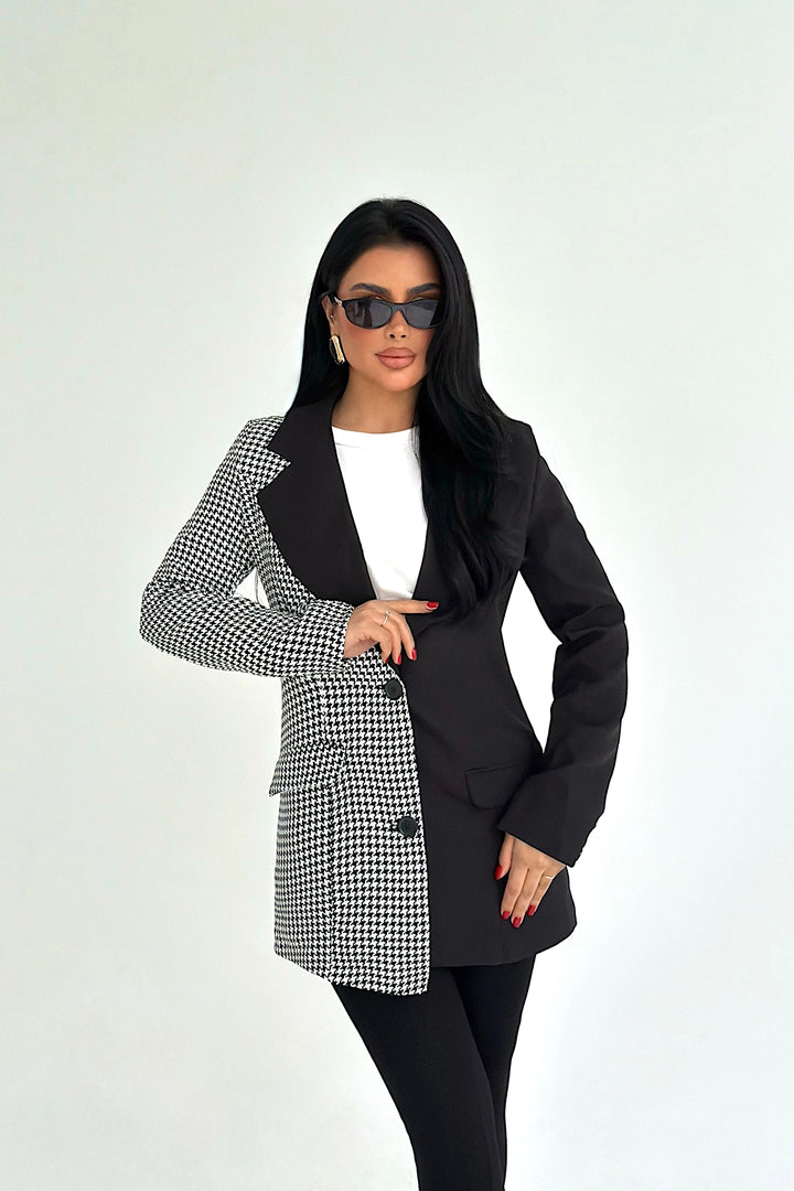EYY Women Black Two-Tone Plaid Jacket - Évreux