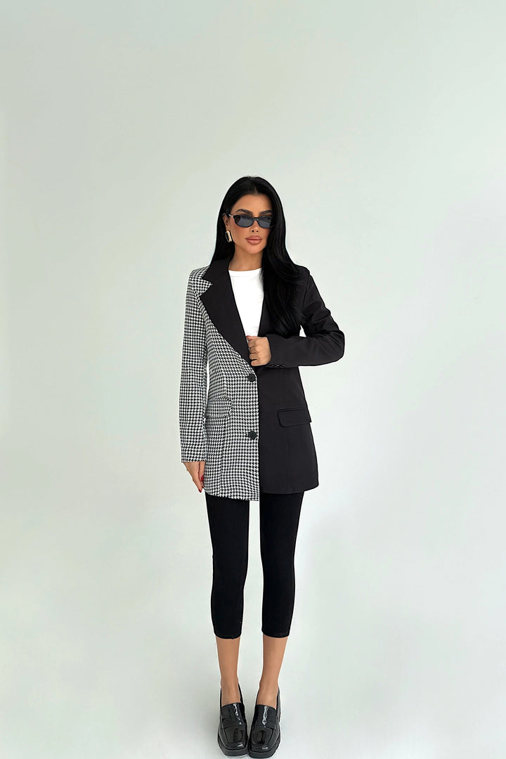 EYY Women Black Two-Tone Plaid Jacket - Évreux