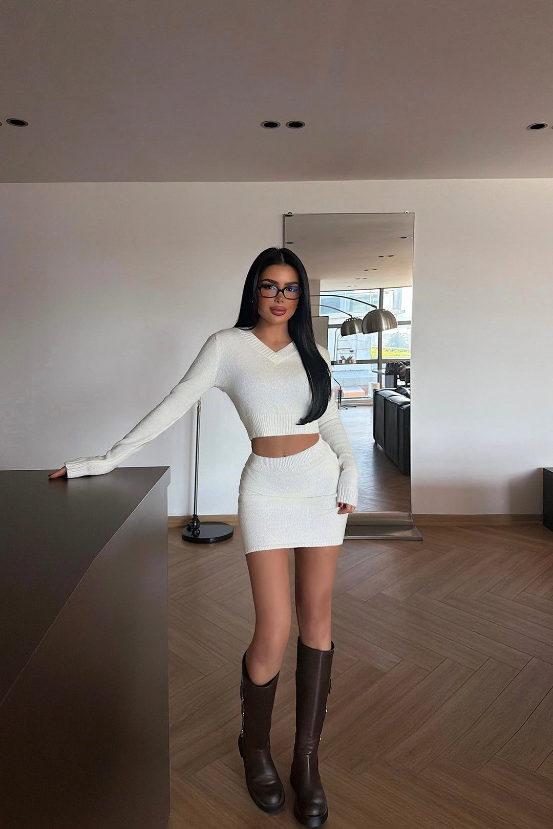 EYY Women White Skirt and Knit Set - Reşiţa