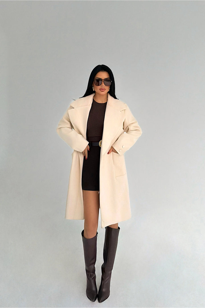 EYY Women Beige Cashmere Coat - Ilioúpoli