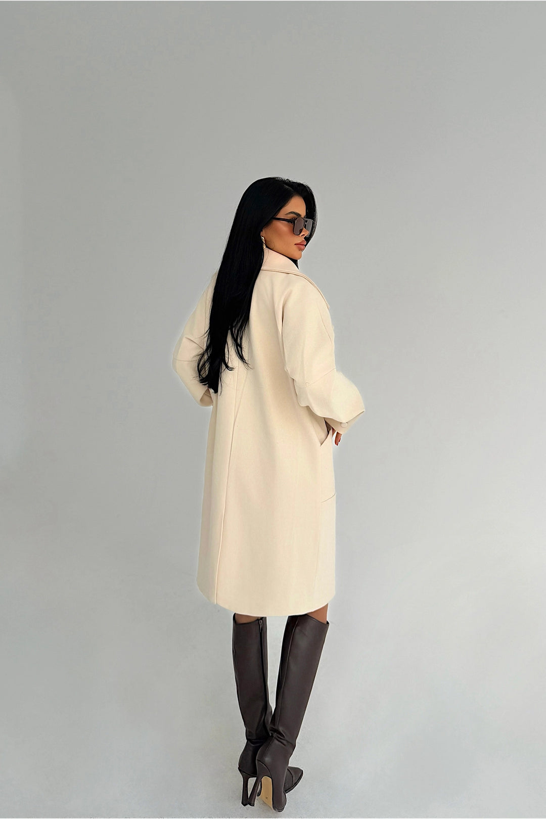 EYY Women Beige Cashmere Coat - Ilioúpoli