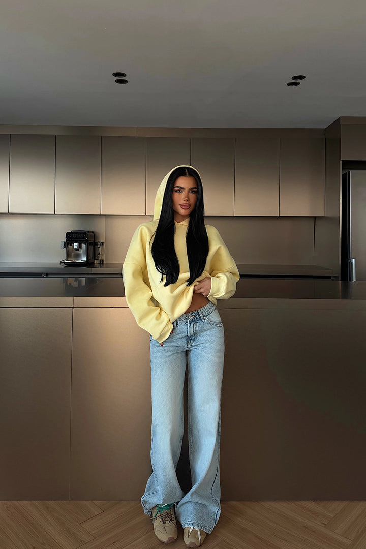 EYY Women Yellow Hooded Sweatshirt with Stone Detail on the Back - Teramo