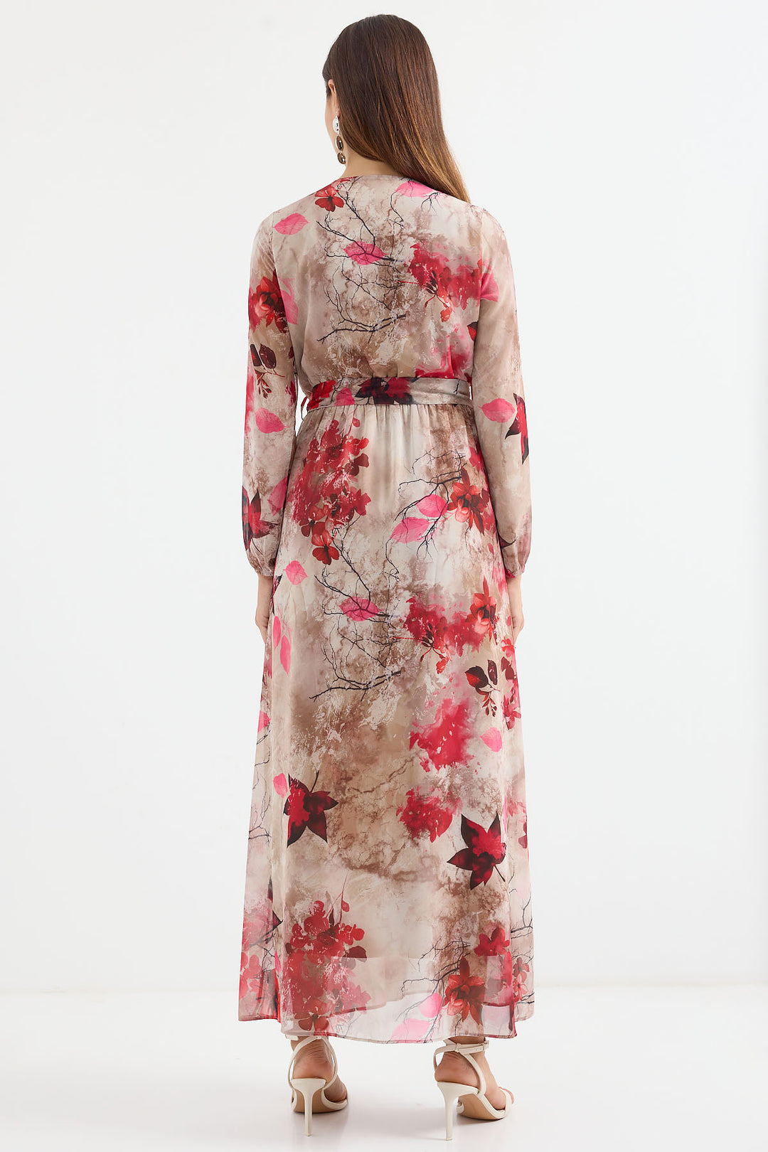 BGD Women Patterned Chiffon Dress - Beige - Avondale