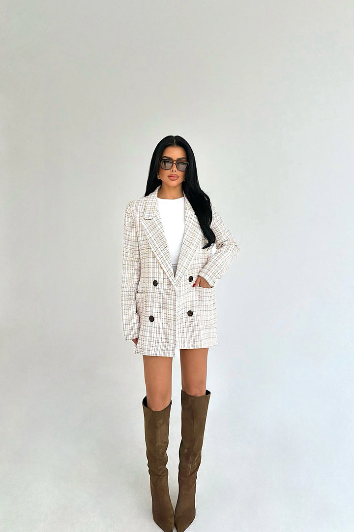 EYY Women Orange Plaid Kody Jacket - Sesimbra