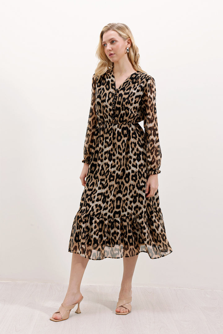 BGD Women Bigdart 2137 Patterned Chiffon Dress - Beige - Avondale