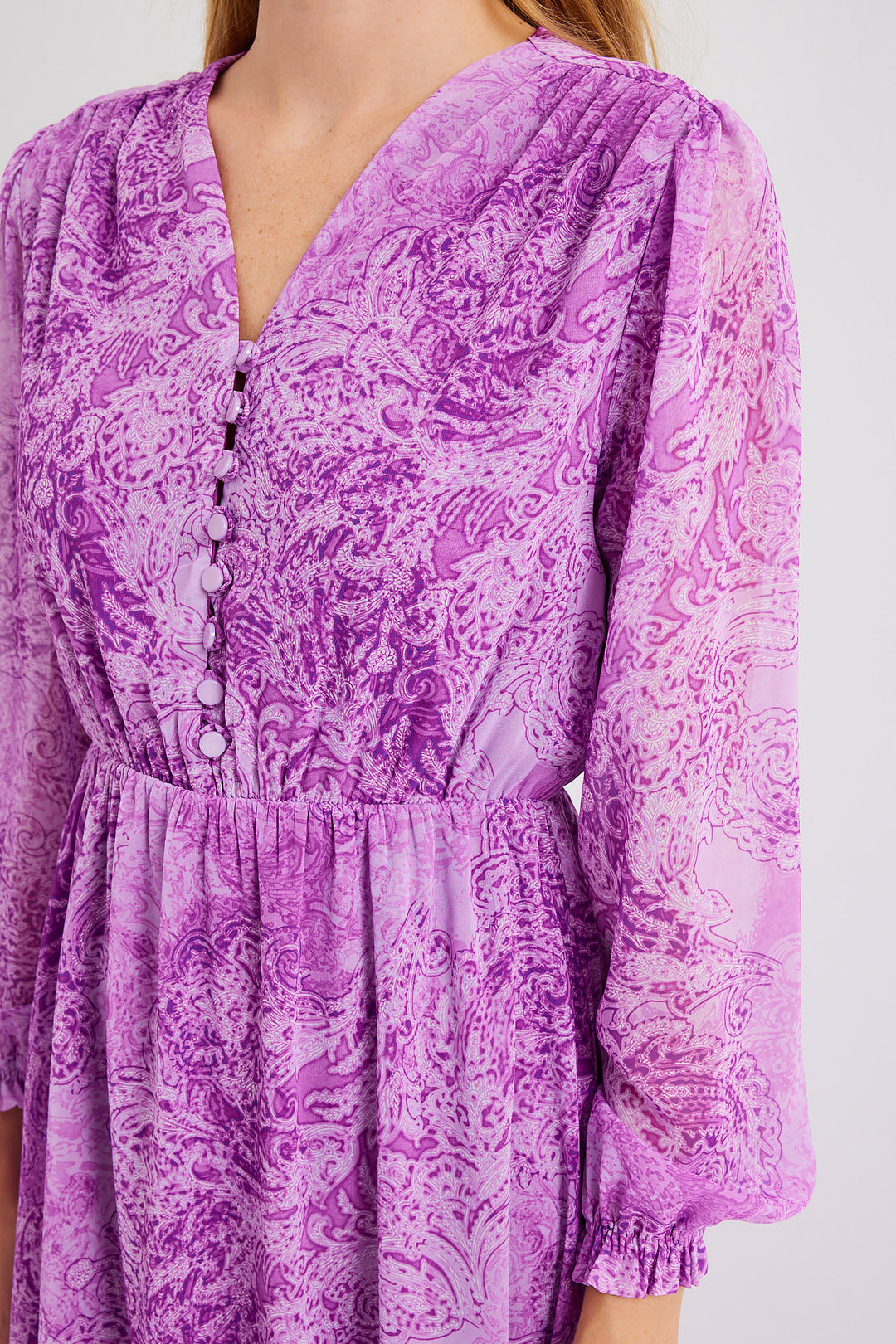 BGD Women Patterned Chiffon Dress - Dark Lilac - Avondale