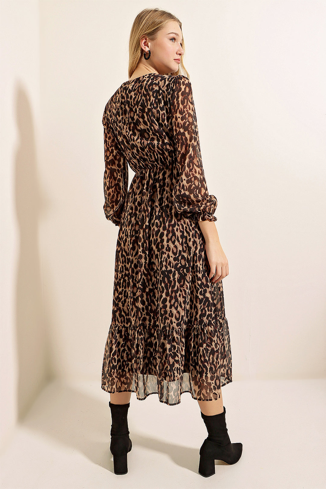 فستان BGD Women Bigdart 2137 من الشيفون المنقوش - C. Brown - Avondale