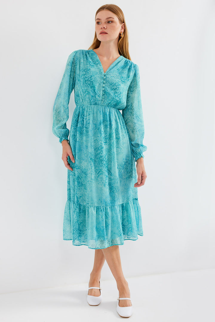 BGD Women Patterned Chiffon Dress - Mint Green - Avondale