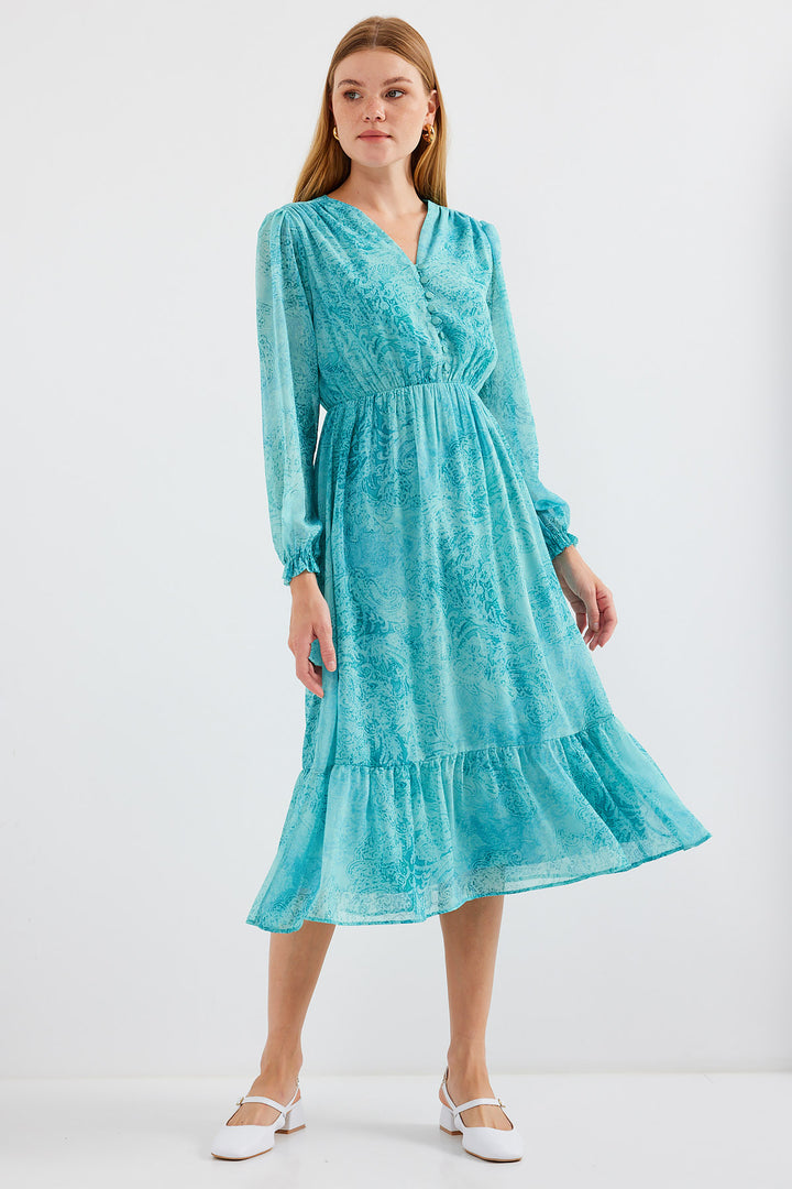 BGD Women Patterned Chiffon Dress - Mint Green - Avondale
