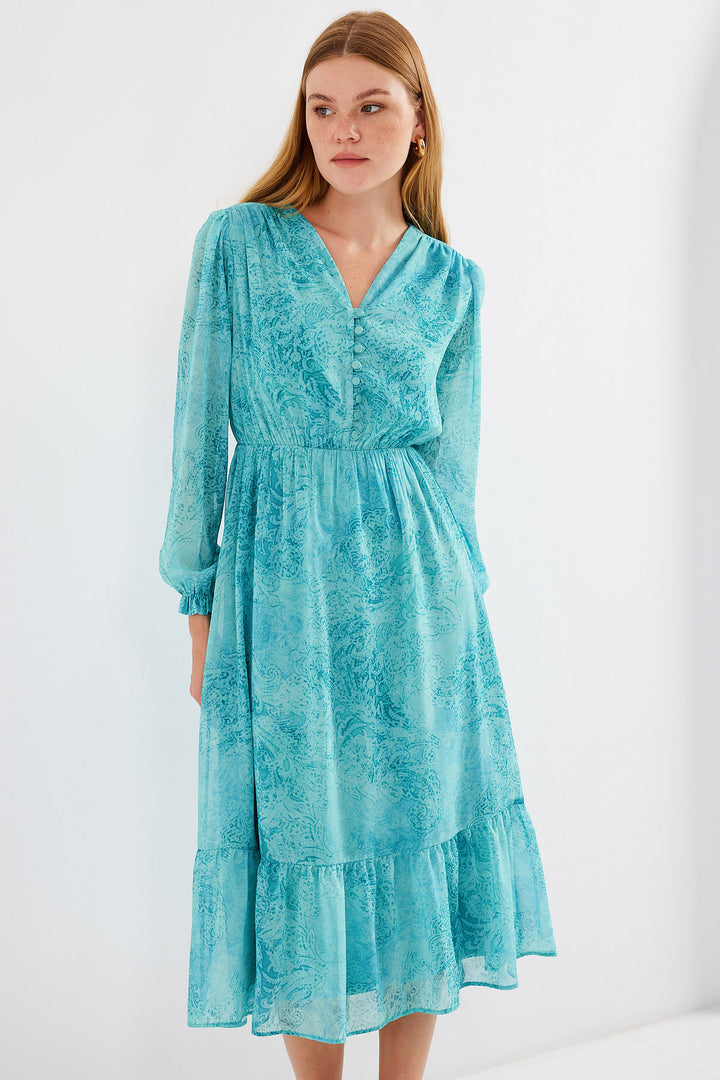 BGD Women Patterned Chiffon Dress - Mint Green - Avondale