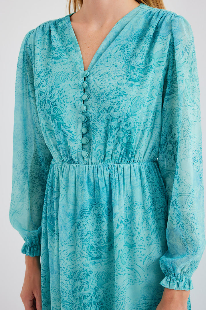 BGD Women Patterned Chiffon Dress - Mint Green - Avondale