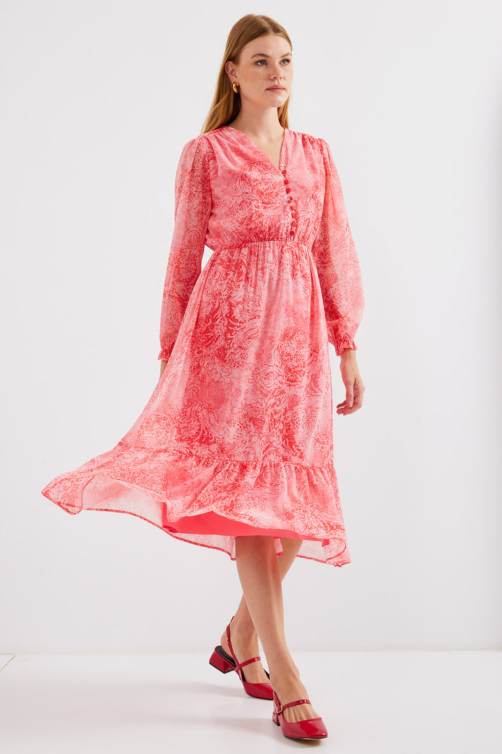 BGD Women Patterned Chiffon Dress - Light Pink - Avondale