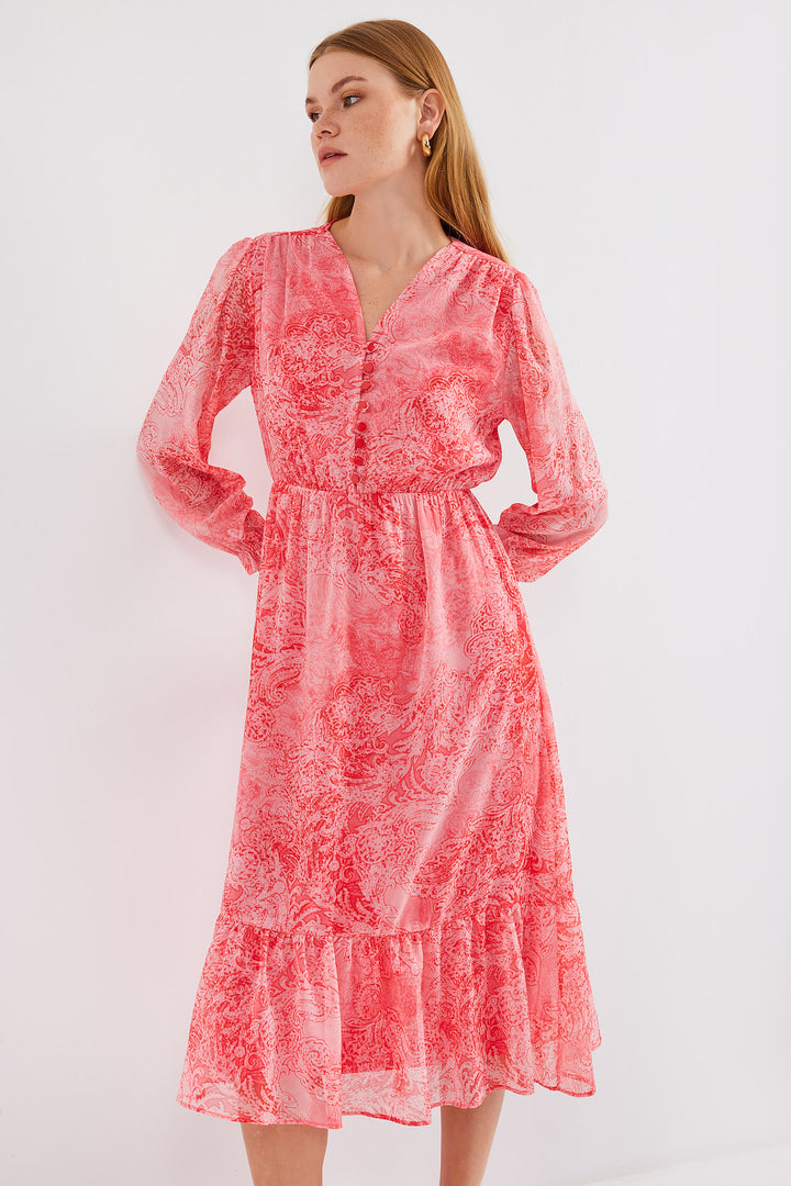 BGD Women Patterned Chiffon Dress - Light Pink - Avondale