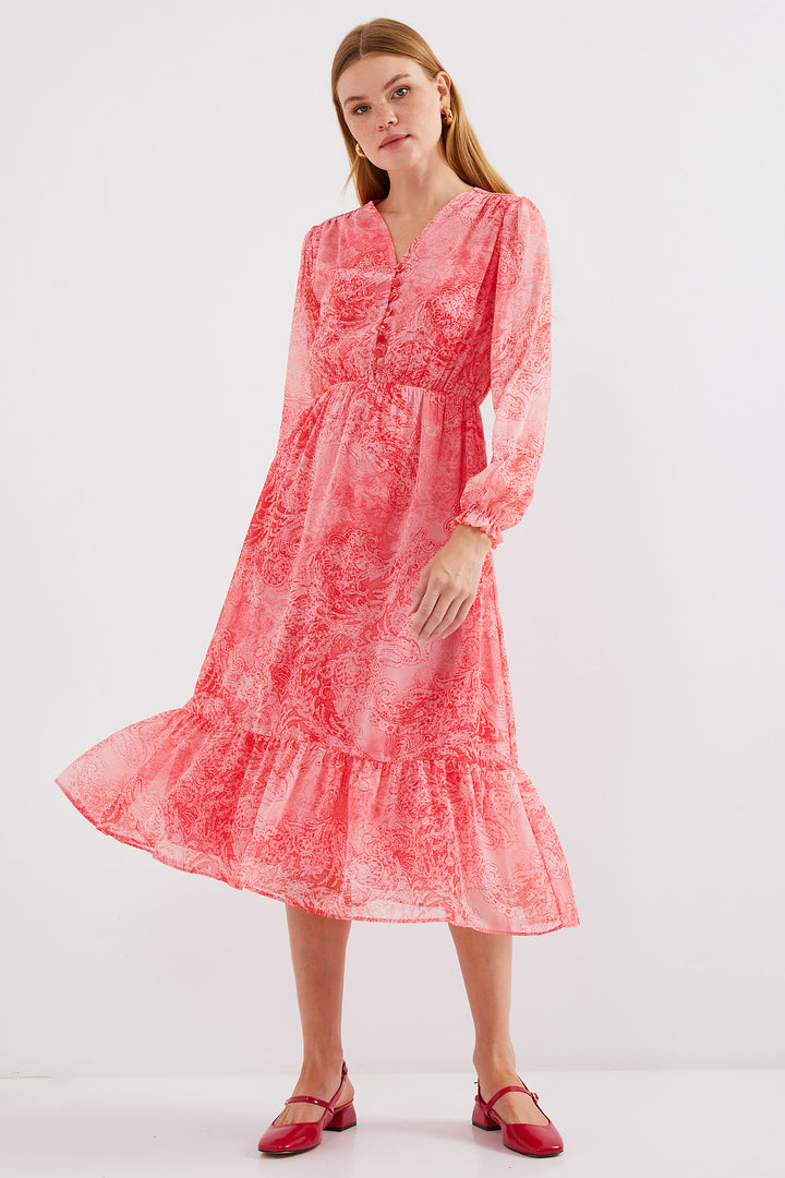 BGD Women Patterned Chiffon Dress - Light Pink - Avondale