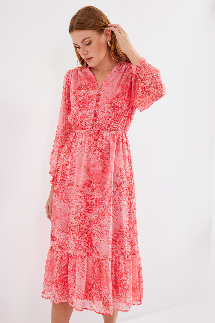 BGD Women Patterned Chiffon Dress - Light Pink - Avondale
