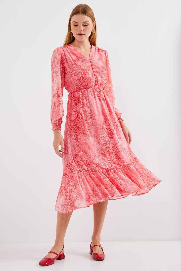 BGD Women Patterned Chiffon Dress - Light Pink - Avondale