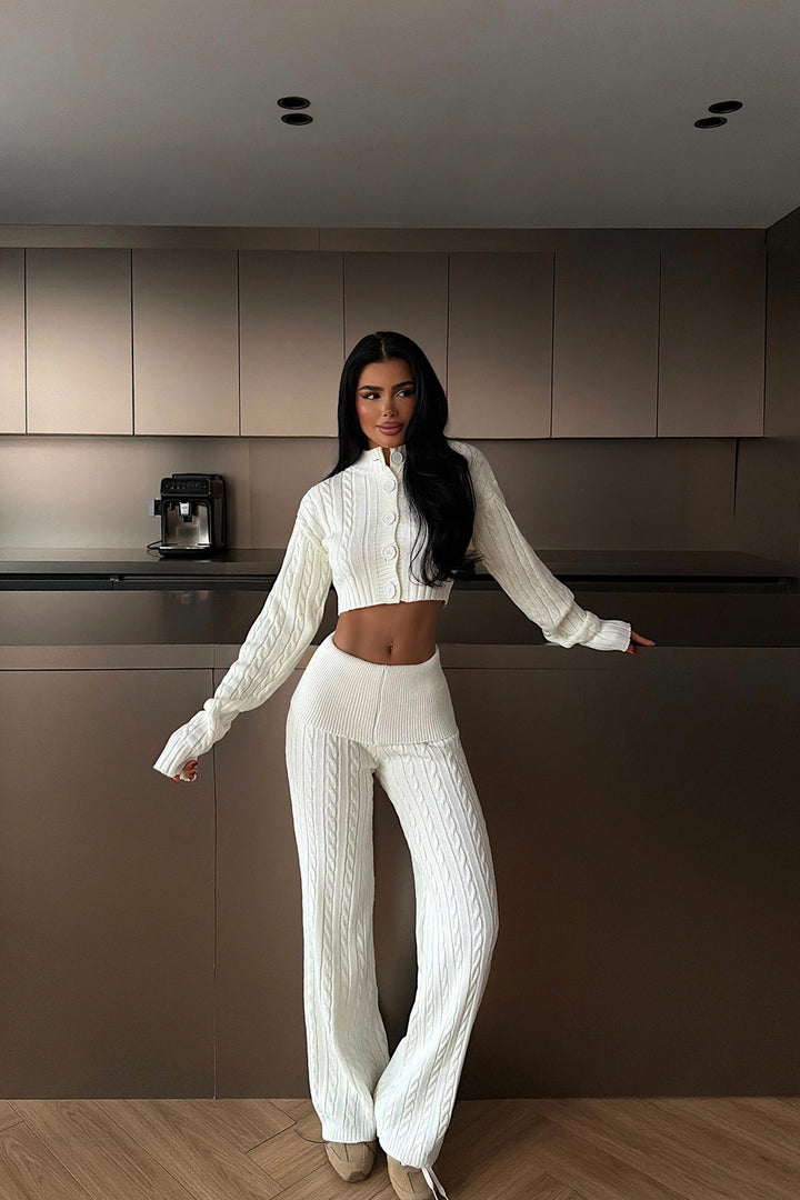 EYY Women White Button Detail Knit Set - Boadilla del Monte