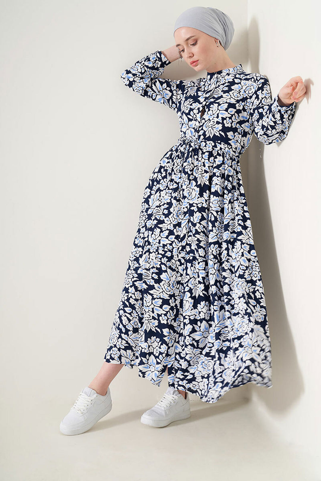 BGD Women Judge Collar Hijab Dress - Navy Blue - Portland
