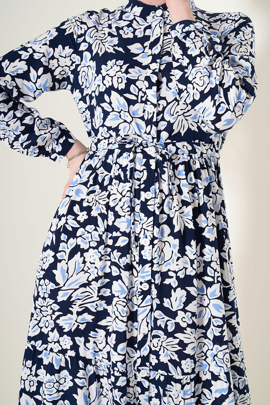 BGD Women Judge Collar Hijab Dress - Navy Blue - Portland