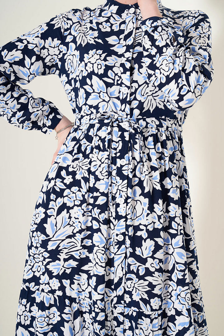 BGD Women Judge Collar Hijab Dress - Navy Blue - Portland