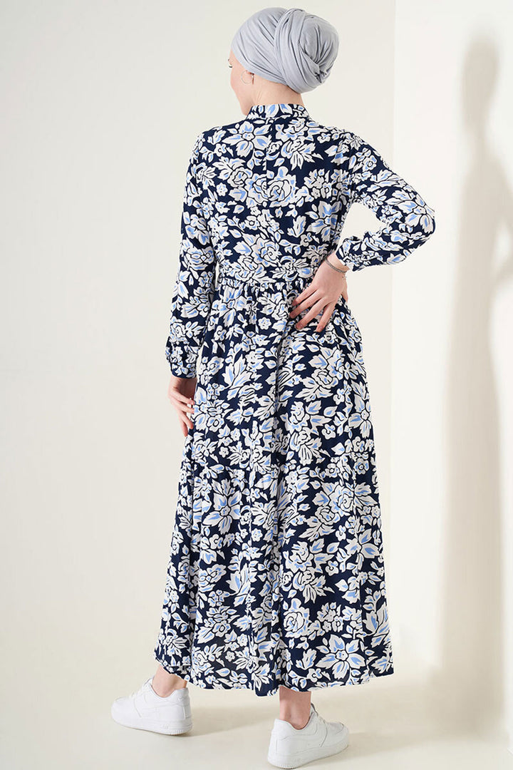 BGD Women Judge Collar Hijab Dress - Navy Blue - Portland