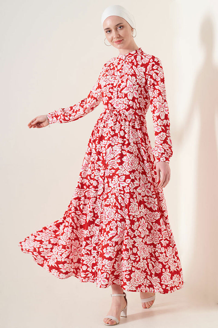 BGD Women Judge Collar Hijab Dress - Pomegranate - Cholet