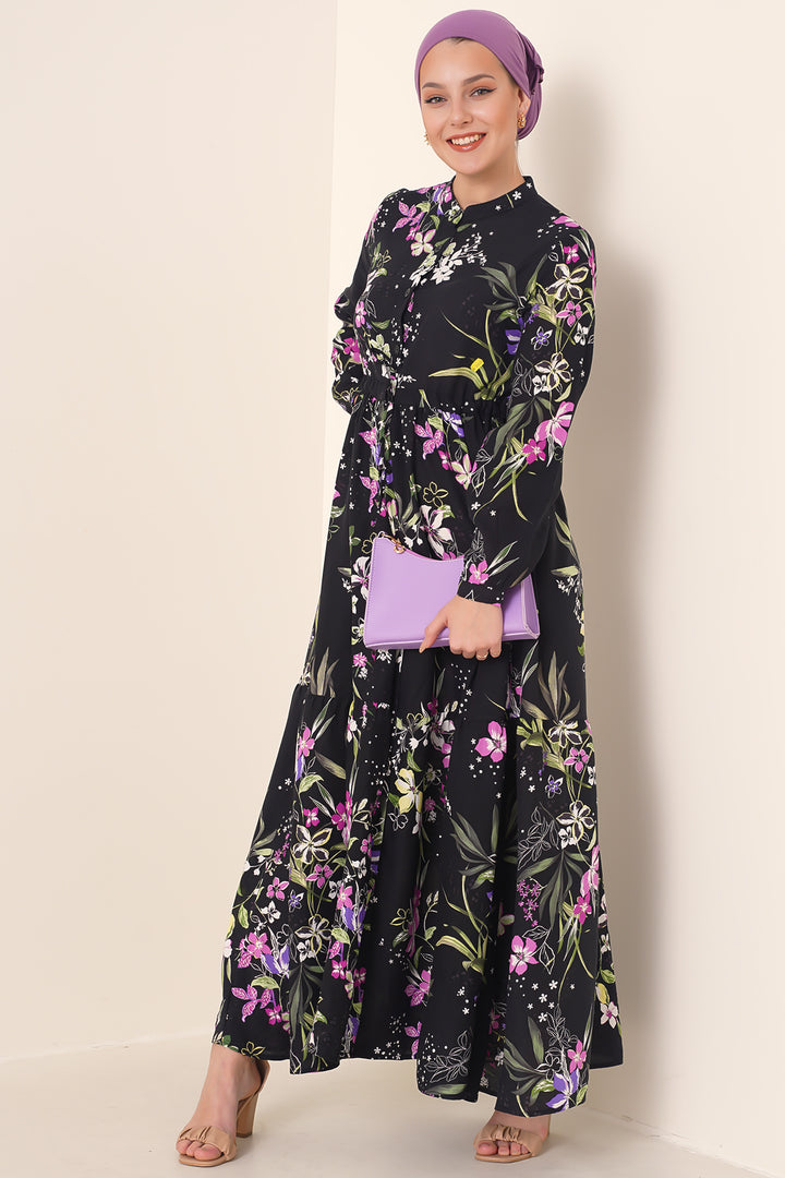 BGD Women Judge Collar Hijab Dress - Black - Ulm