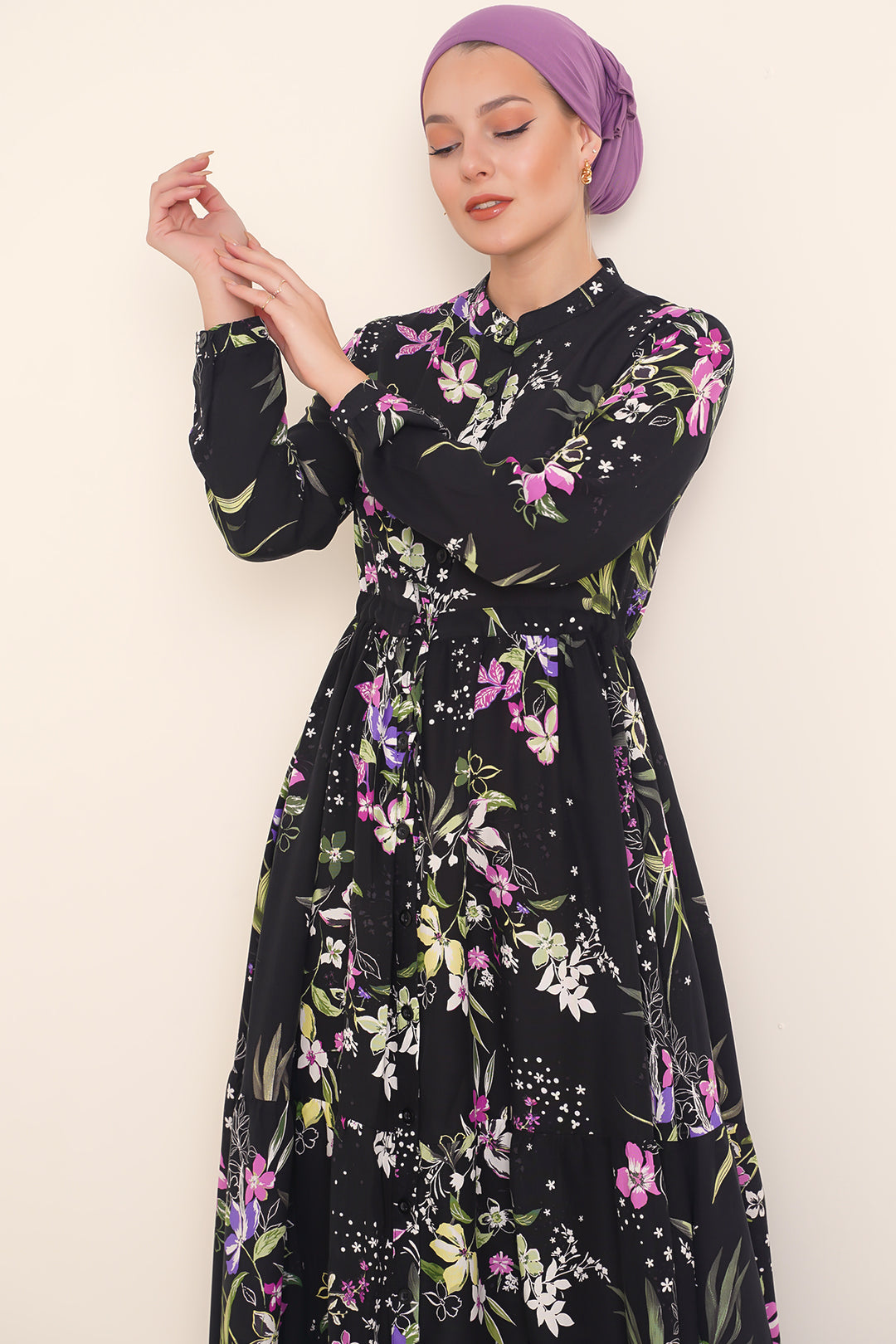 BGD Women Judge Collar Hijab Dress - Black - Ulm