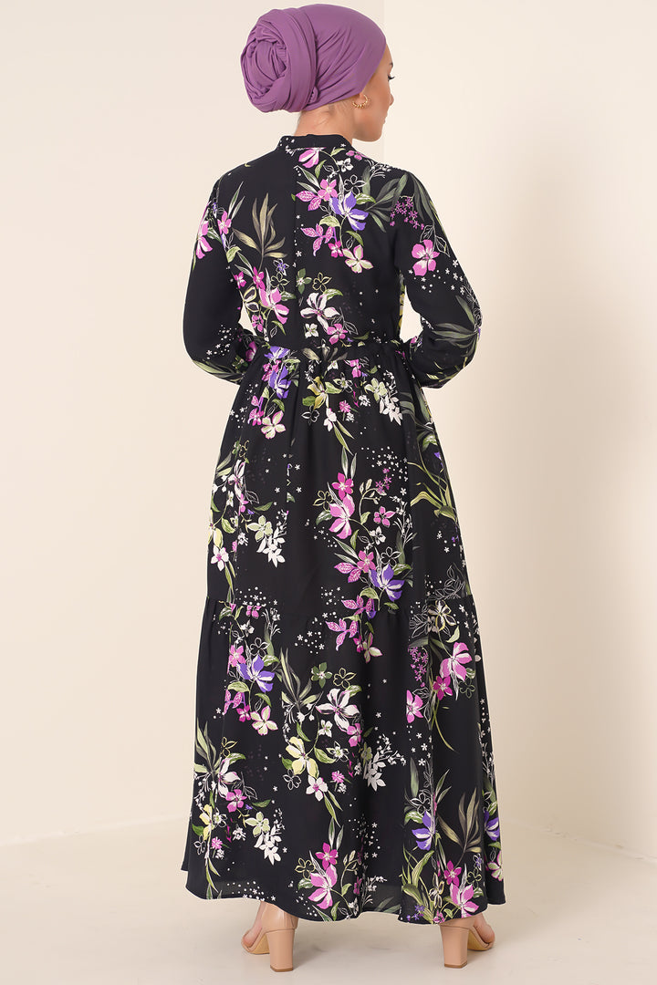 BGD Women Judge Collar Hijab Dress - Black - Ulm