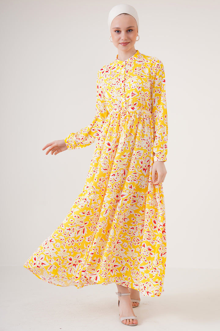 BGD Women Judge Collar Hijab Dress - Yellow - Lutsk