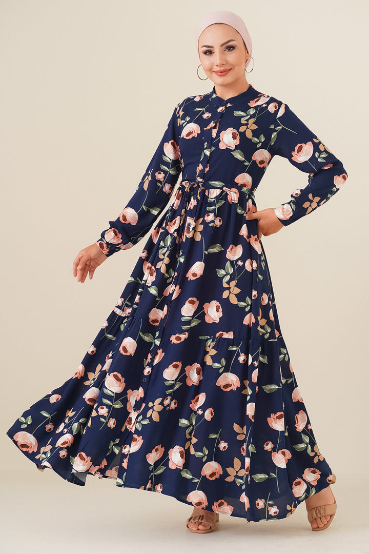 BGD Women Judge Collar Hijab Dress - Dark Blue - Rainham