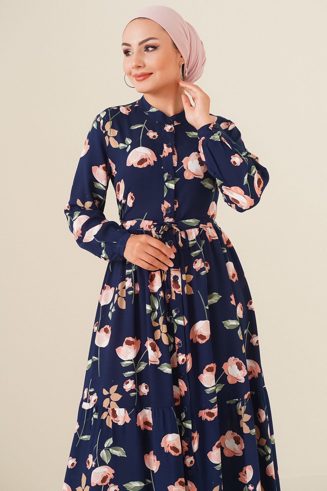 BGD Women Judge Collar Hijab Dress - Dark Blue - Rainham