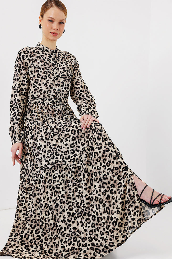 BGD Women Judge Collar Hijab Dress - K. Beige - Surprise