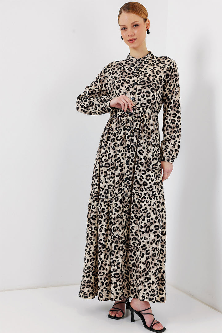BGD Women Judge Collar Hijab Dress - K. Beige - Surprise
