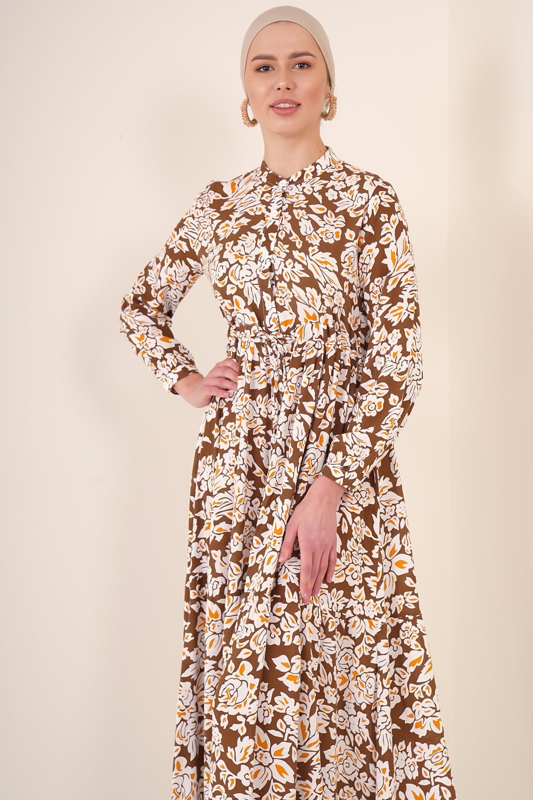 BGD Women Judge Collar Hijab Dress - Brown - North Shields