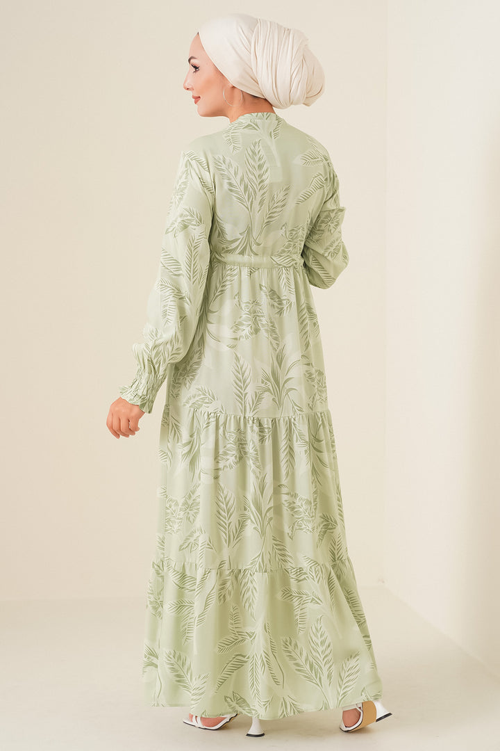 BGD Women Patterned Hijab Dress - Dark Green - Viareggio