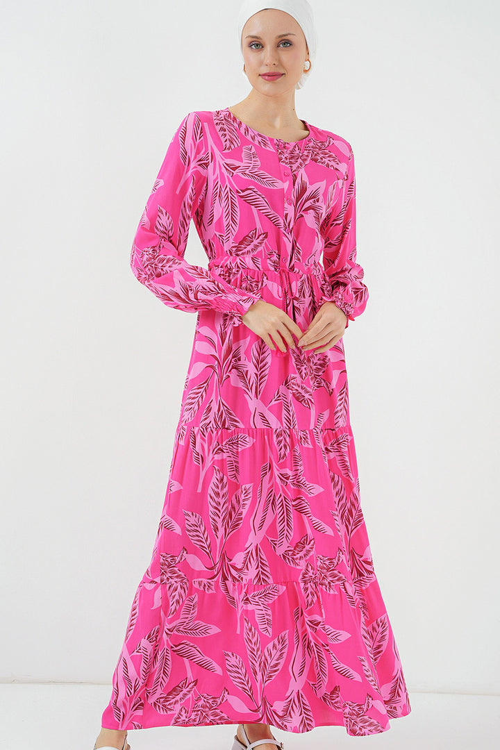 BGD Women Patterned Hijab Dress - Fuchsia - Kamloops