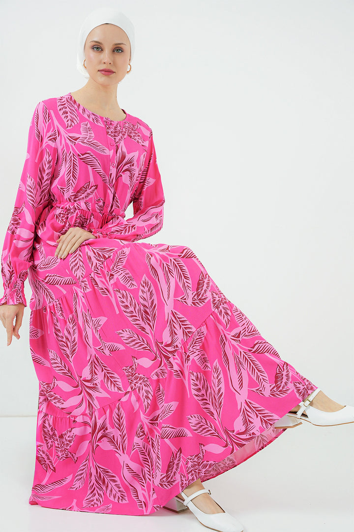 BGD Women Patterned Hijab Dress - Fuchsia - Kamloops